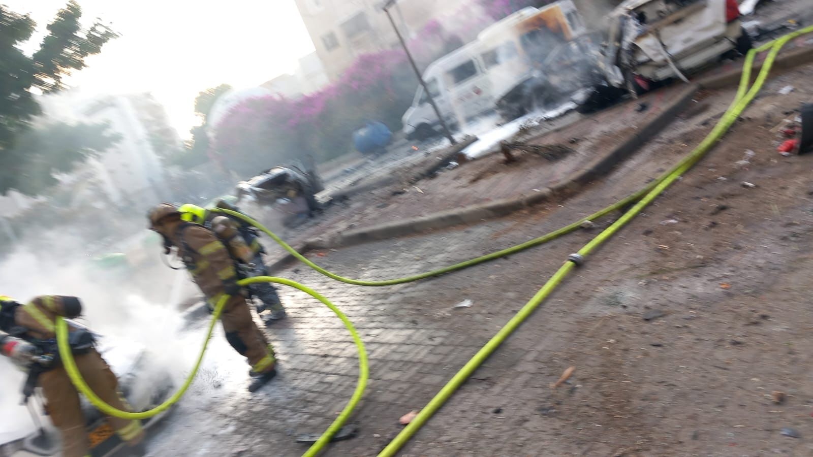 سقوط قذائف في اشدود وغان يفني واضرار في مبان وسيارات.